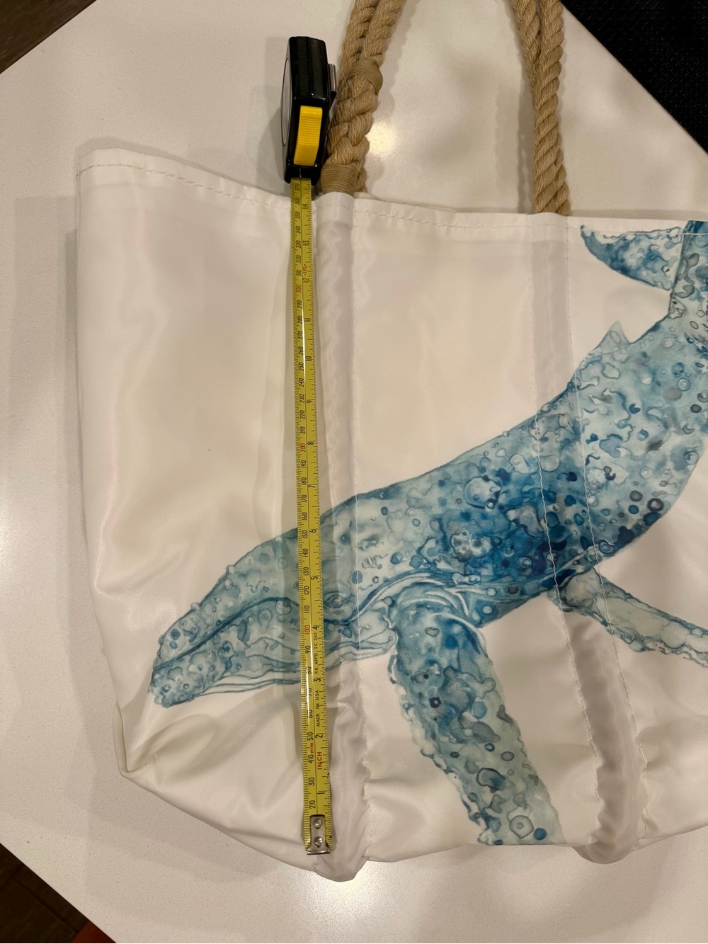 Sea Bags of Maine  - Like New - Large White Tote with Blue Whale Artwork - Picture 8 of 9